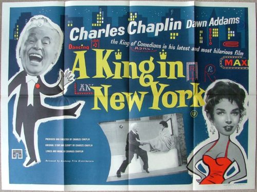 An original vintage film poster for Charlie Chaplin movie A King in New York from 1957