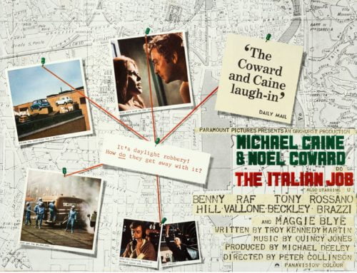 Vintage original UK Quad movie poster for 1969's The Italian Job, starring Michael Caine, measuring 30 ins by 40 ins