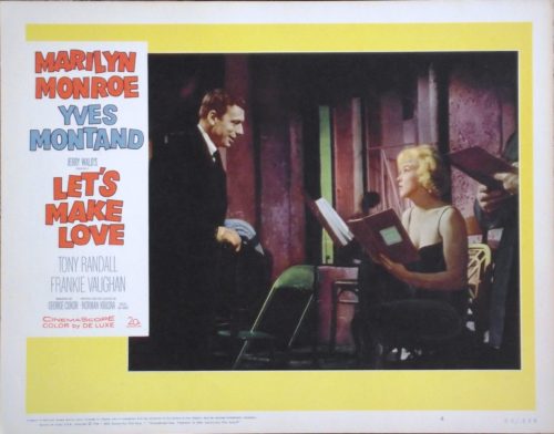 Original vintage US Lobby Card for the 1960 comedy, Let's Make Love, starring Marilyn Monroe, measuring 11 ins by 14 ins