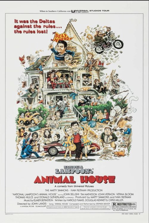 Original vintage US One Sheet movie poster for 1978 comedy, National Lampoon's Animal House, starring John Belushi, measuring 27 ins by 41 ins