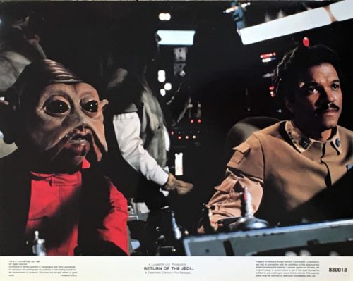 Original vintage US cinema lobby card for Star Wars Return of the Jedi 1983