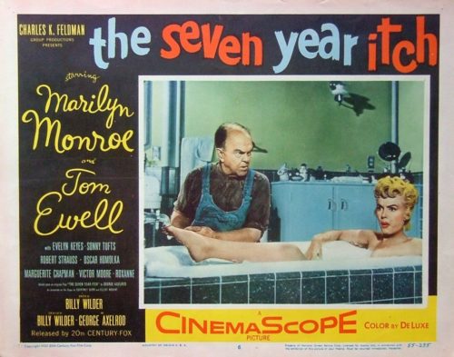 Original vintage lobby card for 1955 comedy The Seven Year Itch, starring Marilyn Monroe