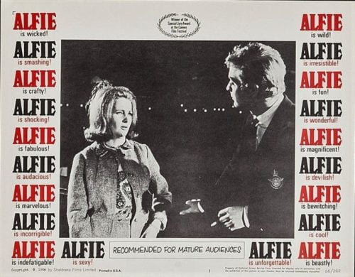 Original vintage US cinema lobby card for 1966 film Alfie starring Michael Caine