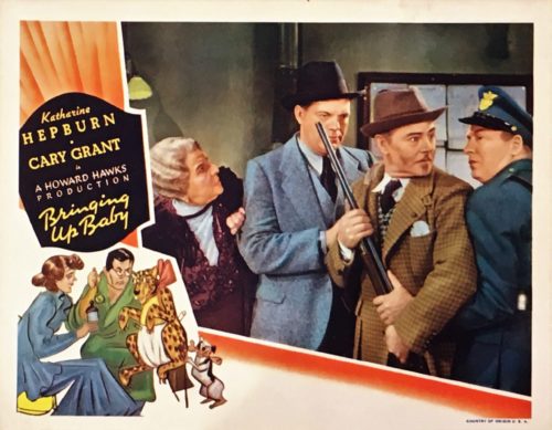 Original US cinema lobby card for 1938 screwball comedy, Bringing Up Baby