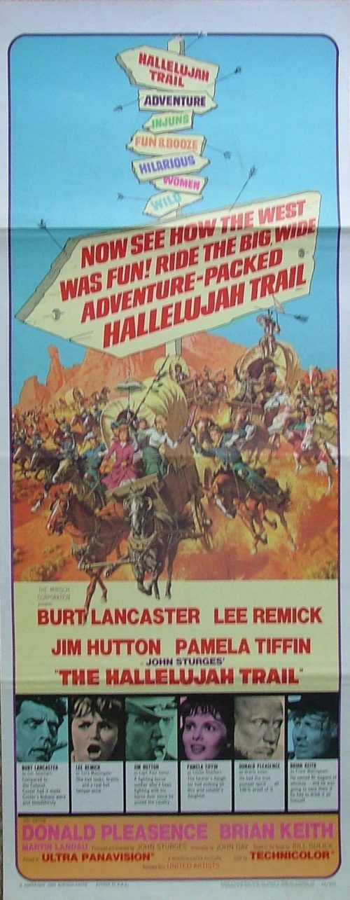 Vintage original US cinema advertising poster for comedy western, The Hallelujah Trail with Burt Lancaster and Lee Remick
