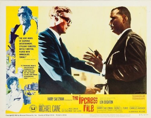 Original vintage US cinema lobby card for thriller The Ipcress File with Michael Caine