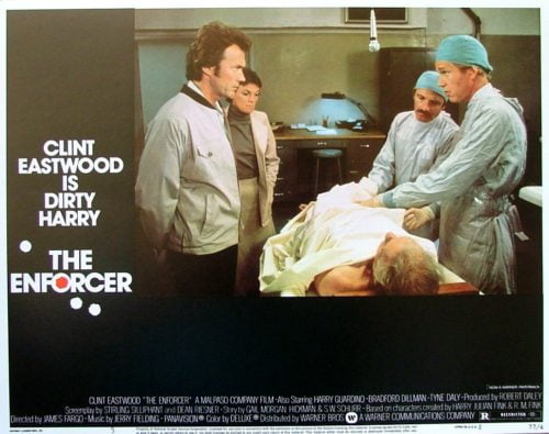 Original vintage US cinema Lobby Card for 1976 Dirty Harry movie, The Enforcer