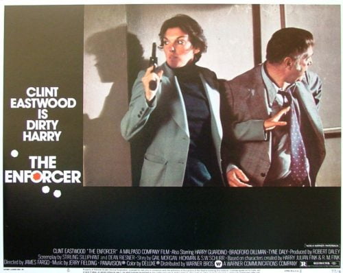 Original vintage US cinema Lobby Card for 1976 Dirty Harry movie, The Enforcer
