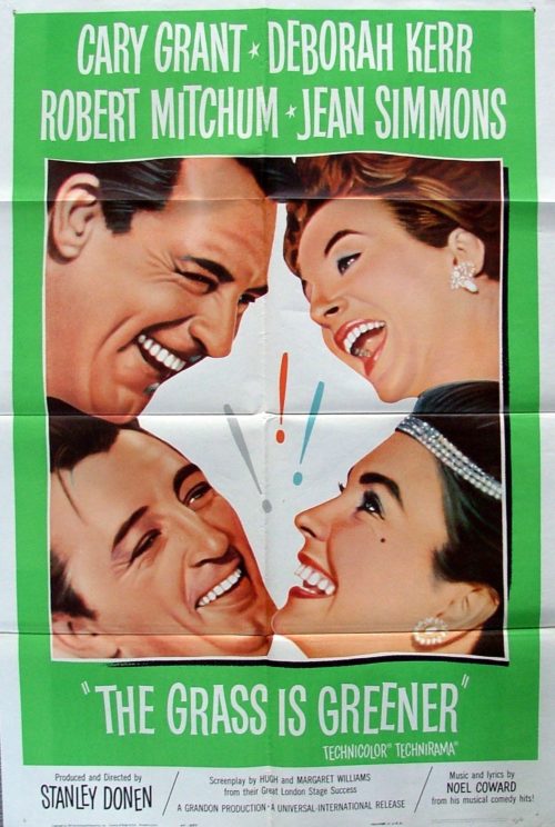 Original US cinema poster for 1960 comedy The Grass is Greener with Cary Grant, measuring 27 ins by 41 ins