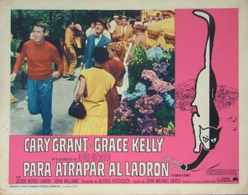 Original Spanish cinema lobby card for Hitchock's classic movie, To Catch a Thief