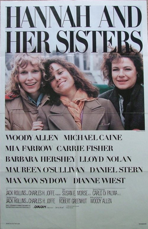 Original vintage movie poster for Michael Caine and Mia Farrow in Woody Allen film Hannah and Her Sisters