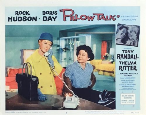 Original vintage US cinema lobby card for the Rock Hudson and Doris Day comedy, Pillow Talk