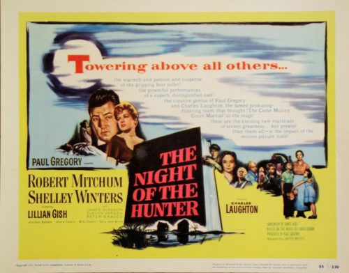 Original vintage US cinema lobby card for Charles Laughton directed gothic noir, The Night of the Hunter