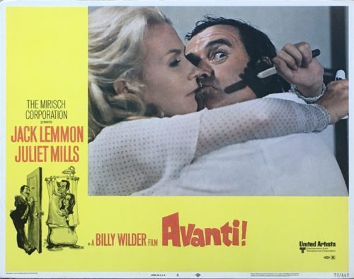 Vintage original US lobby card for Jack Lemmon in Billy WIlder comedy Avanti