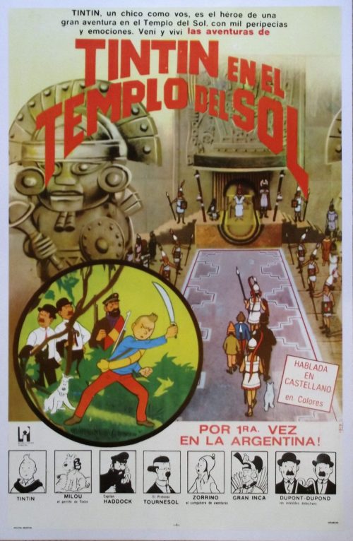 Original vintage Argentinian movie poster for tintin film, The Temple of the Sun