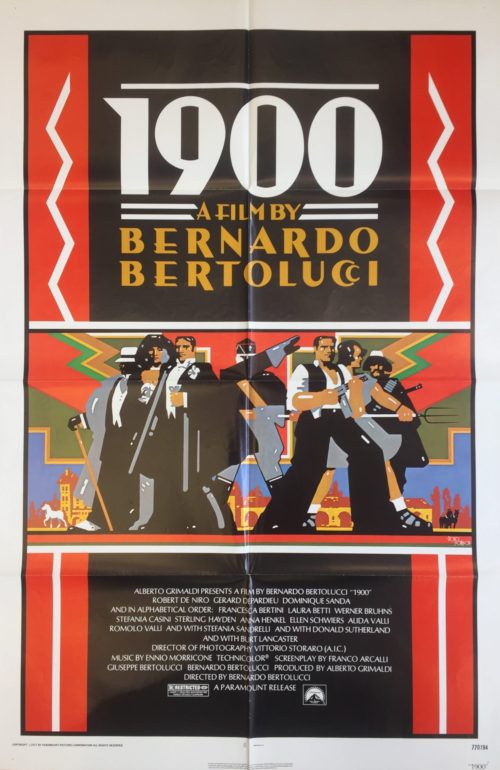 Original vintage US movie poster for classic Bertolucci film, 1900