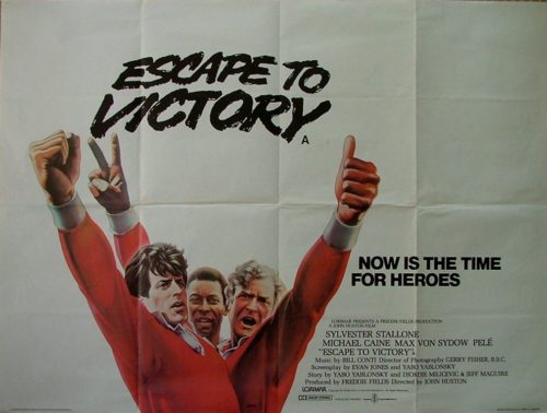 Original UK Quad cinema poster for war football movie, Escape to Victory