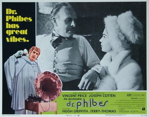 Vintage original US movie poster for Comedy Horror film, The Abominable Dr Phibes, Starring Vincent Price and Terry-Thomas
