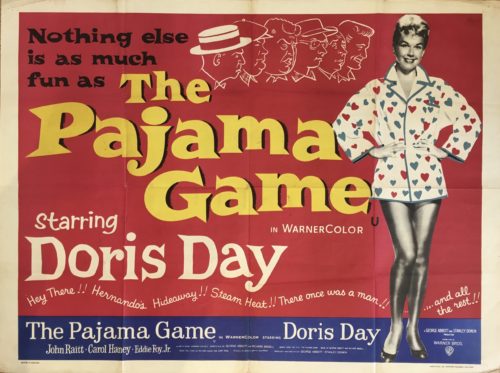 Original UK cinema poster for Doris Day musical, The Pajama Game