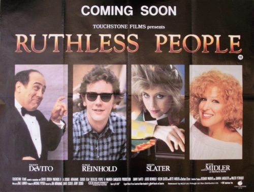 Original vintage UK film poster for 1986 crime comedy Ruthless People staring Danny DeVito and Bette Midler