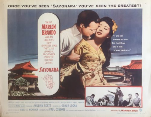 Original vintage cinema poster for the 1957 romance, Sayonara, starring Marlon Brando