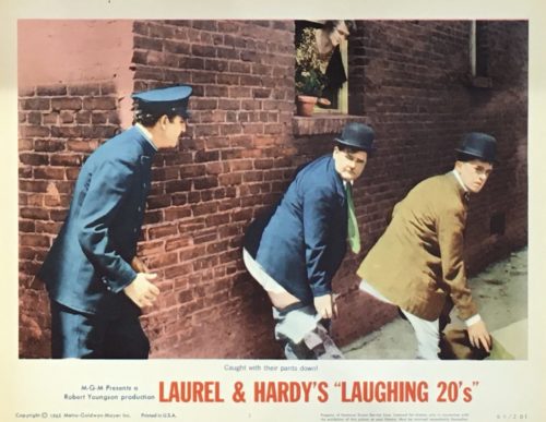 Original vintage US cinema lobby card movie poster for Laurel and Hardy's Laughing 20's
