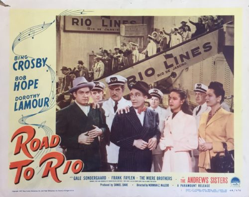 Original vintage US cinema lobby card movie poster for Road to Rio