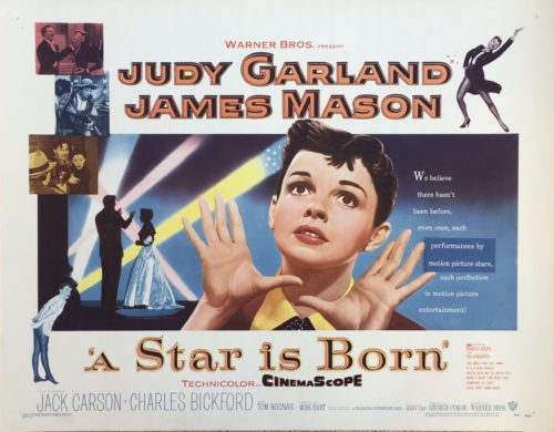 Original vintage US Half Sheet movie poster for 1954 film A Star Is Born starring Judy Garland and James Mason