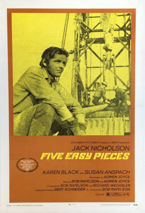 Original vintage US movie poster for Five Easy Pieces starring Jack Nicholson
