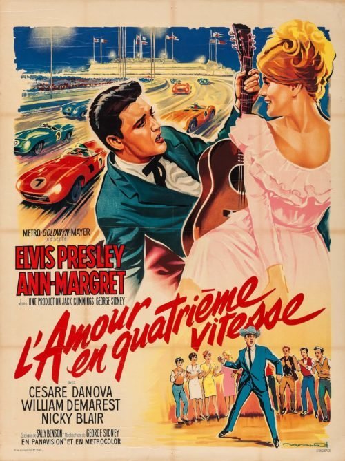 Original vintage French cinema poster for the movie, Viva Las Vegas