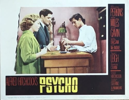 Original vintage US cinema lobby card movie poster for Psycho
