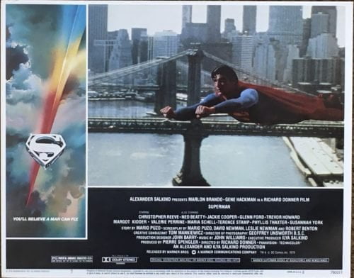 Original vintage US cinema lobby card movie poster for Superman