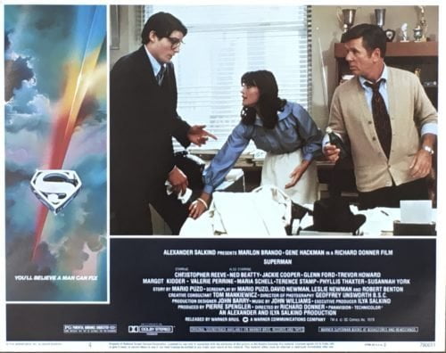 Original vintage US cinema lobby card movie poster for Superman