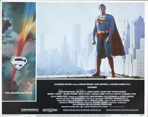 Original vintage US cinema lobby card movie poster for Superman