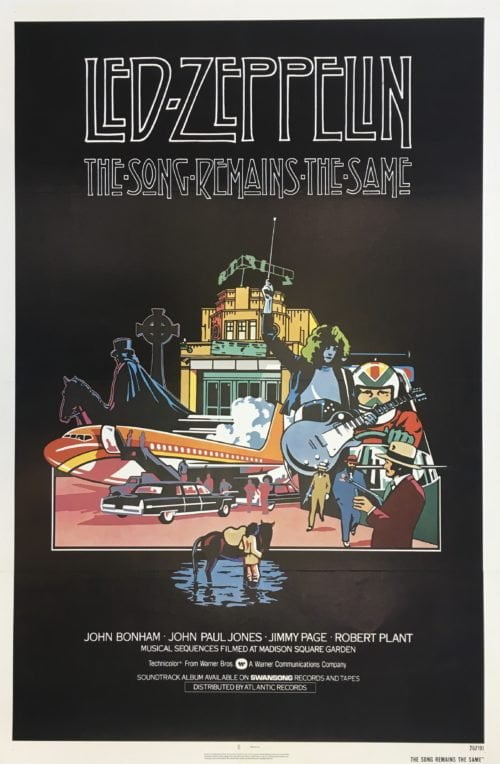 Original vintage US cinema movie poster for Led Zeppelin The Song Remains the Same