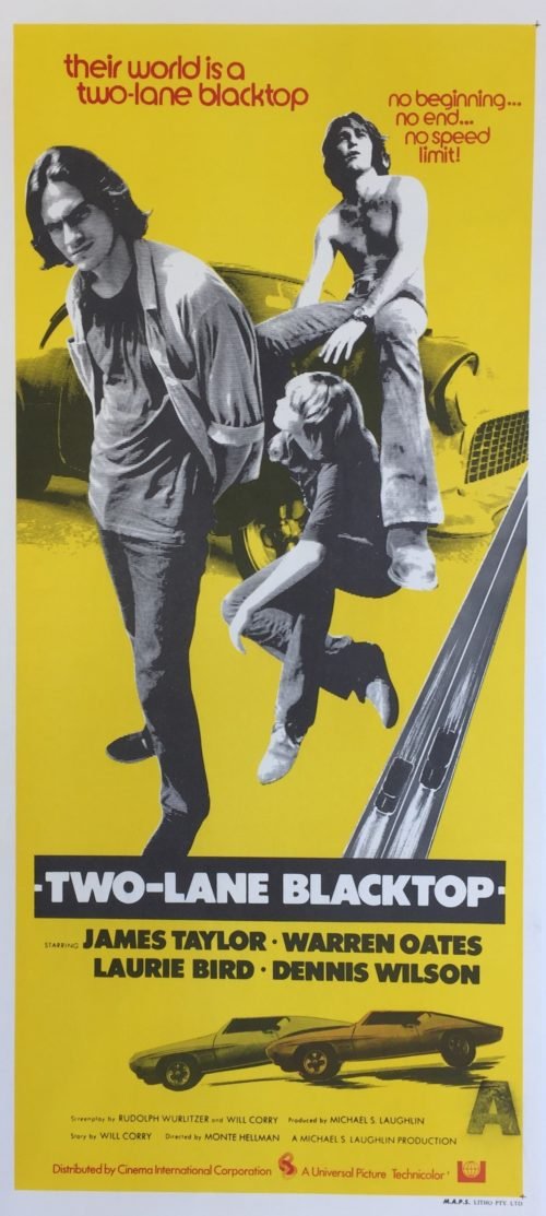 Original vintage Australian cinema movie poster for Two-Lane Blacktop