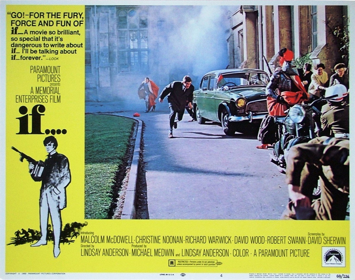 Original vintage US lobby card for 1968 crime drama If... starring Malcolm McDowell