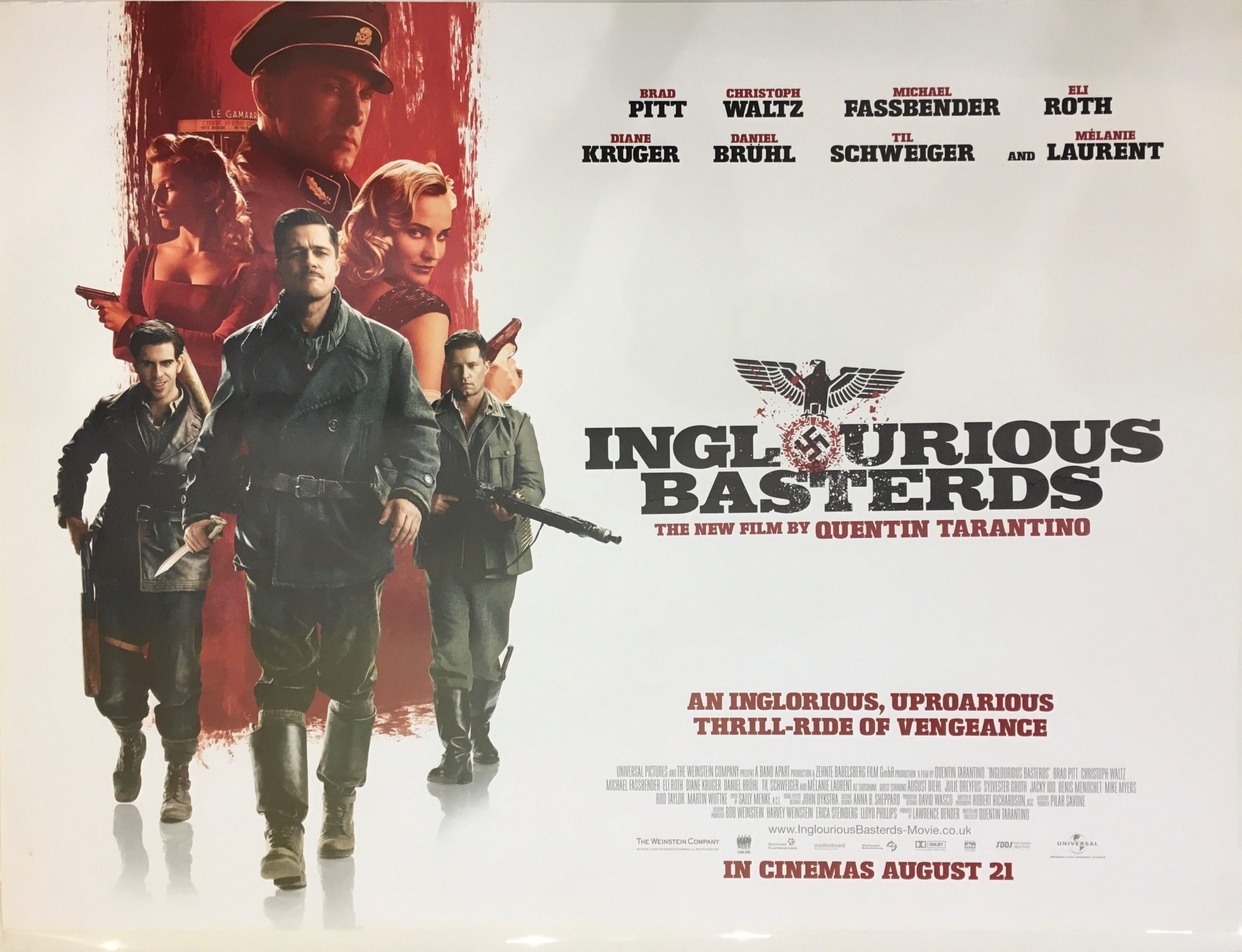 Original vintage UK cinema movie poster for Inglourious Basterds