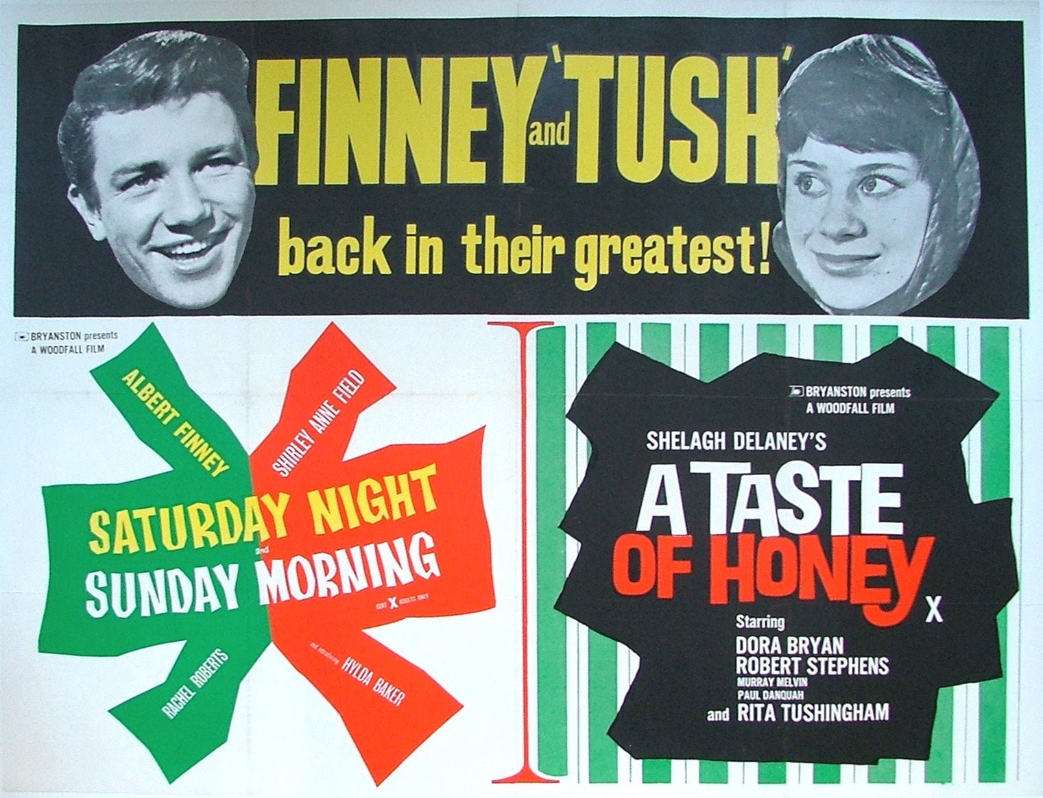 Original vintage UK cinema movie poster for Saturday Night and Monday Morning and A Taste of Honey
