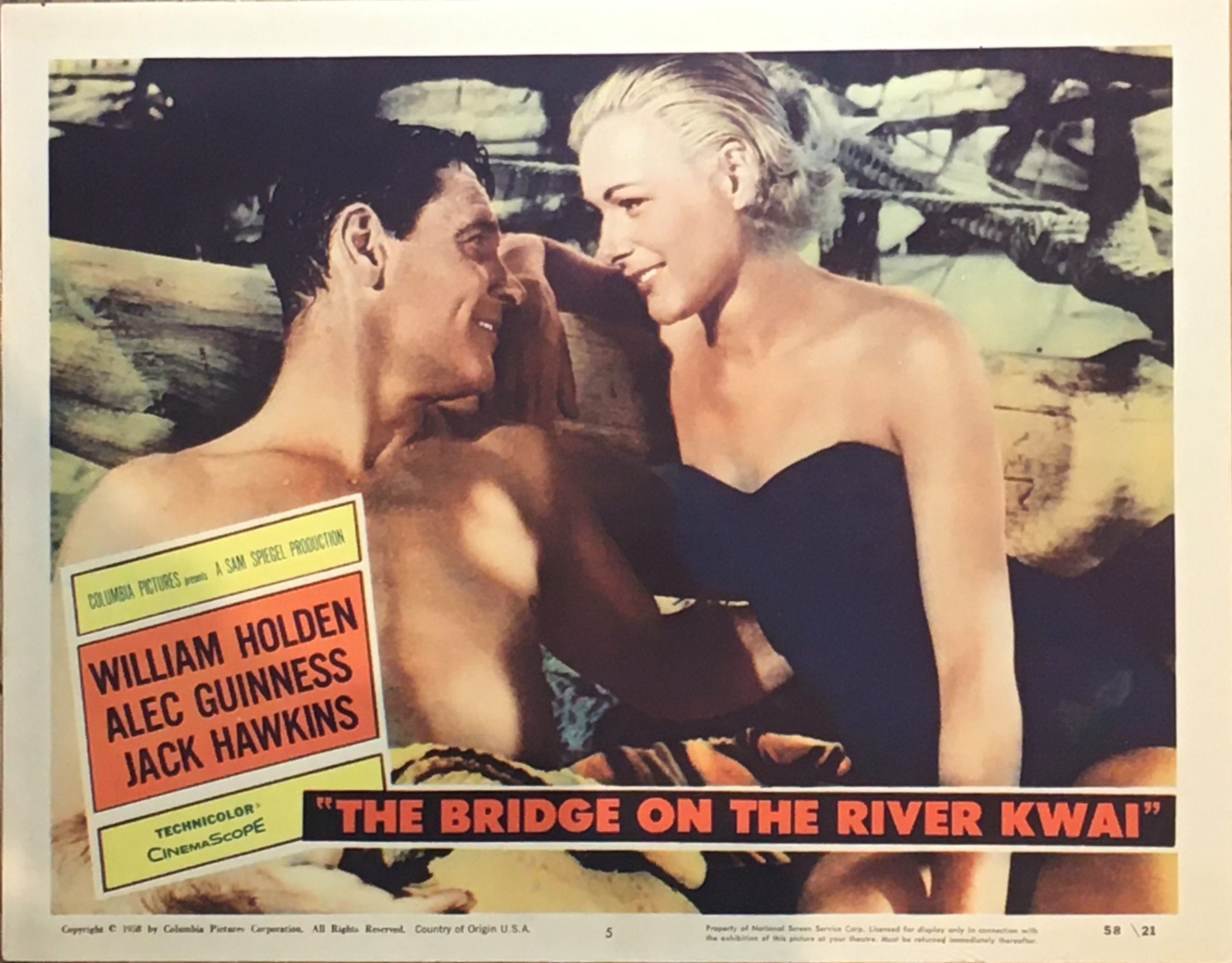 Original vintage US cinema lobby card movie poster for The Bridge on the River Kwai