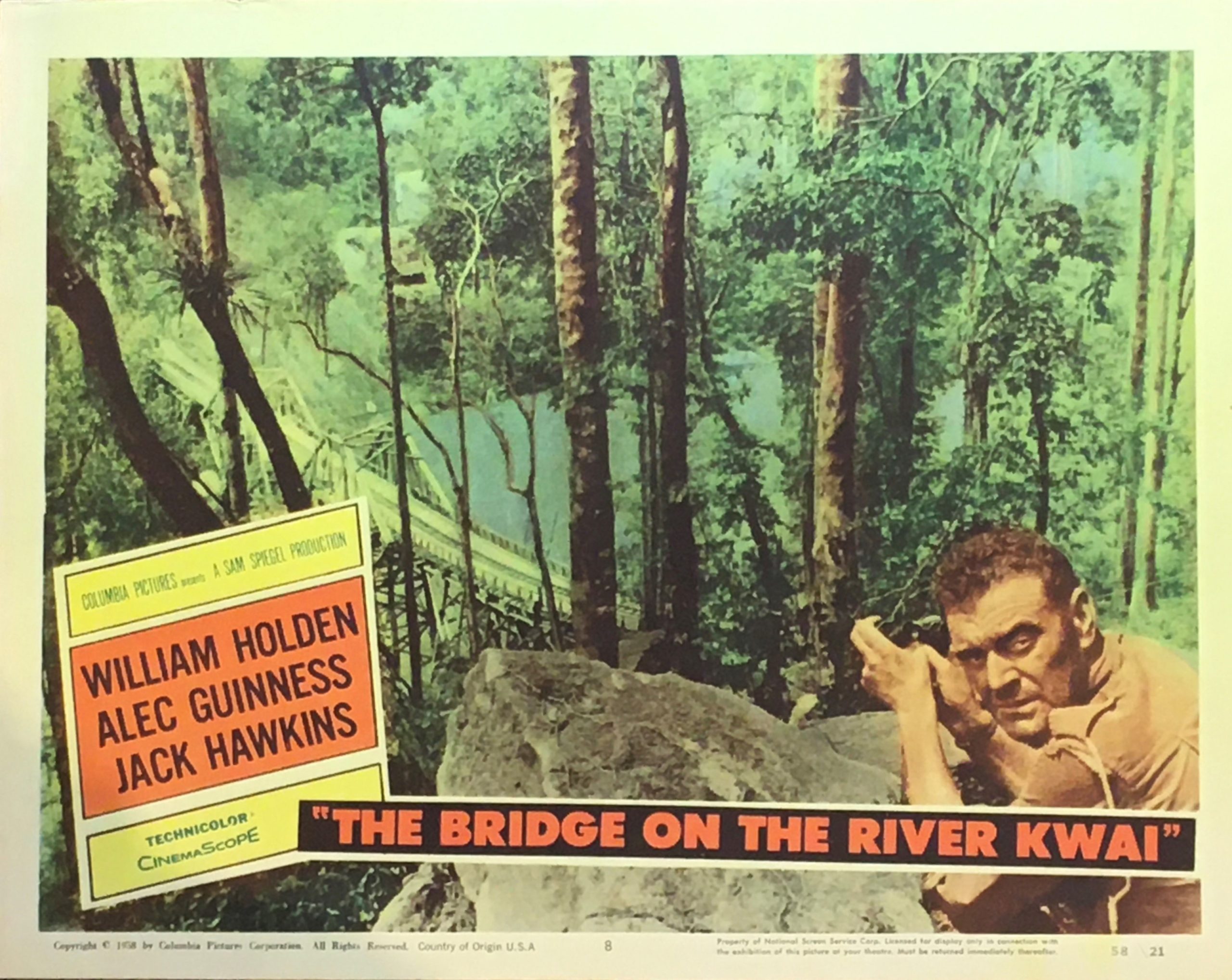 Original vintage US cinema lobby card movie poster for The Bridge on the River Kwai