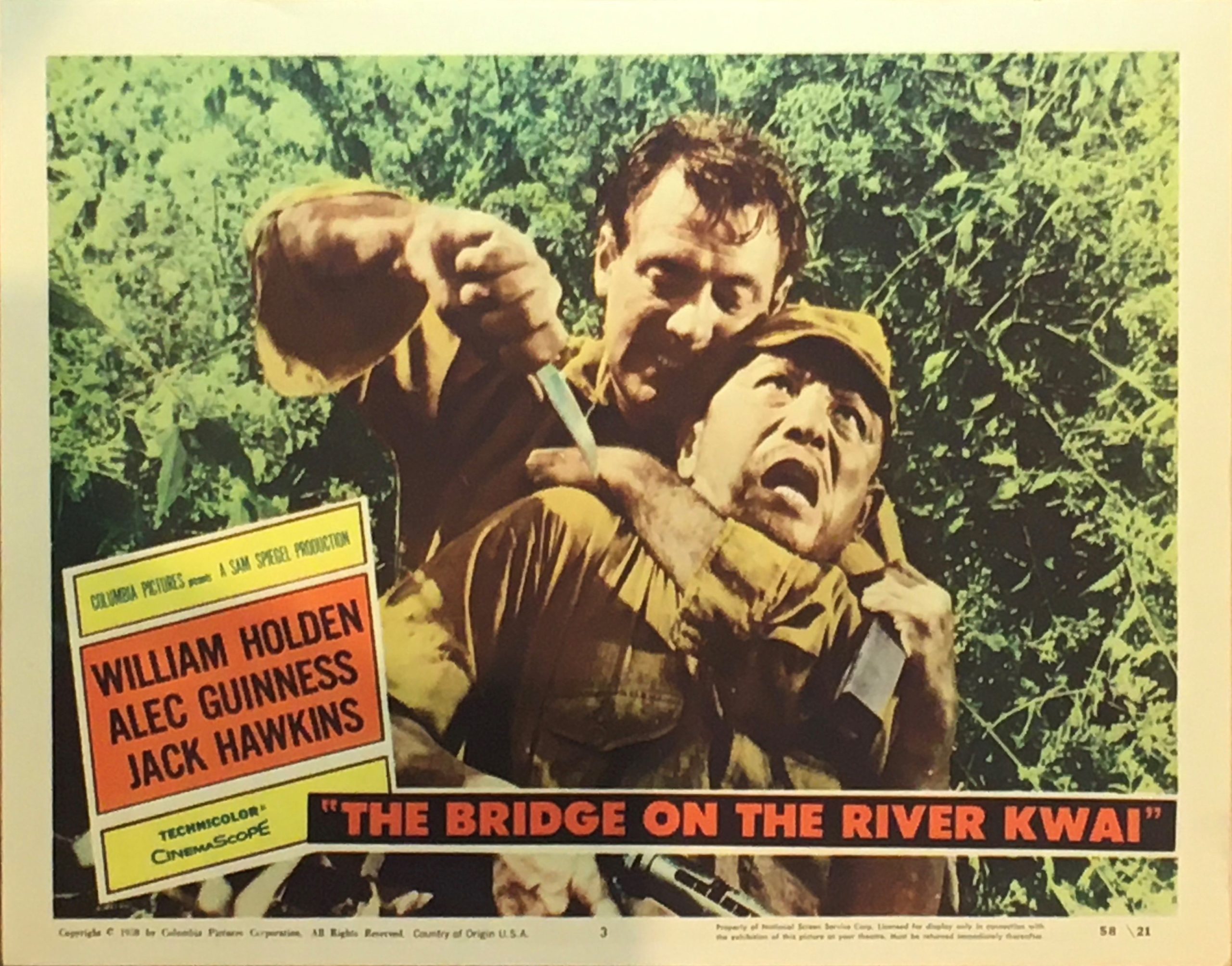 Original vintage US cinema lobby card movie poster for The Bridge on the River Kwai