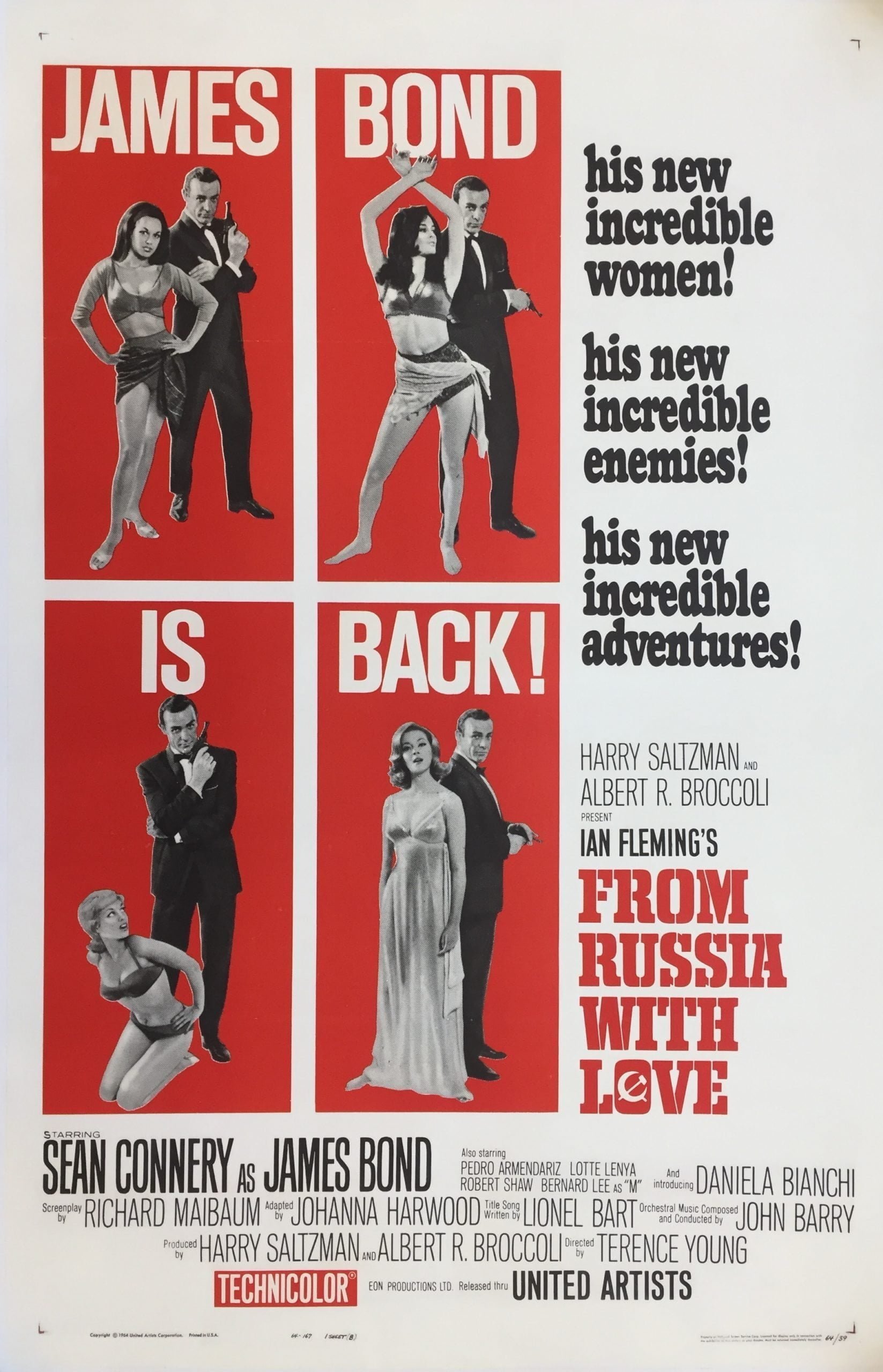 Original vintage US cinema movie poster for From Russia With Love