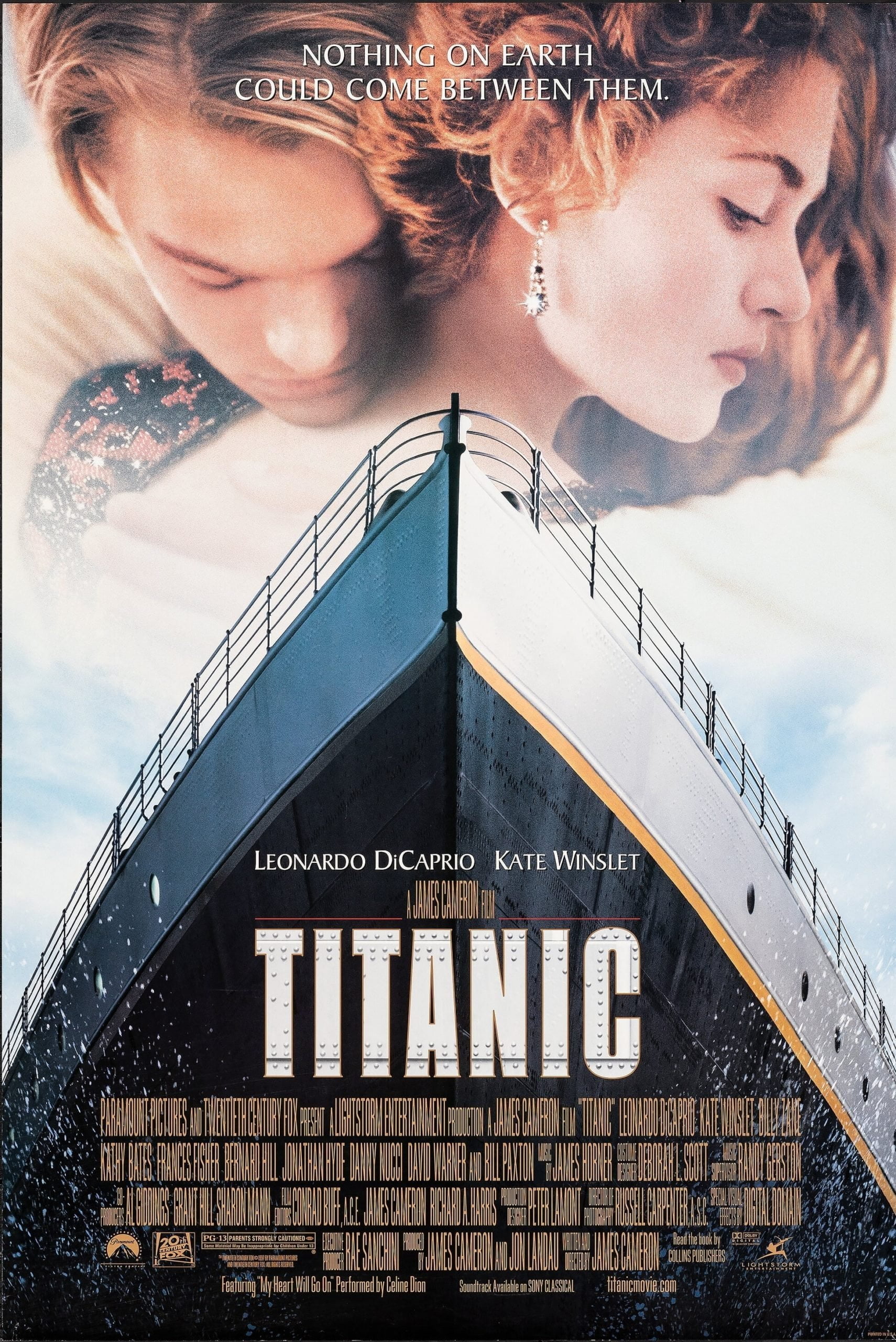 Original vintage US cinema poster for 1997 film Titanic starring Leonardo Di Caprio and Kate Winslet