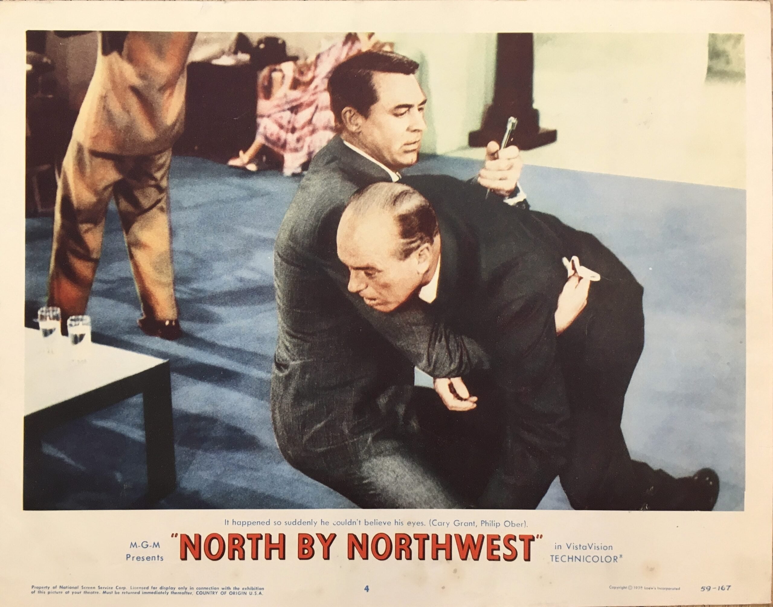 Original vintage cinema lobby card poster for Hitchcock's North by Northwest