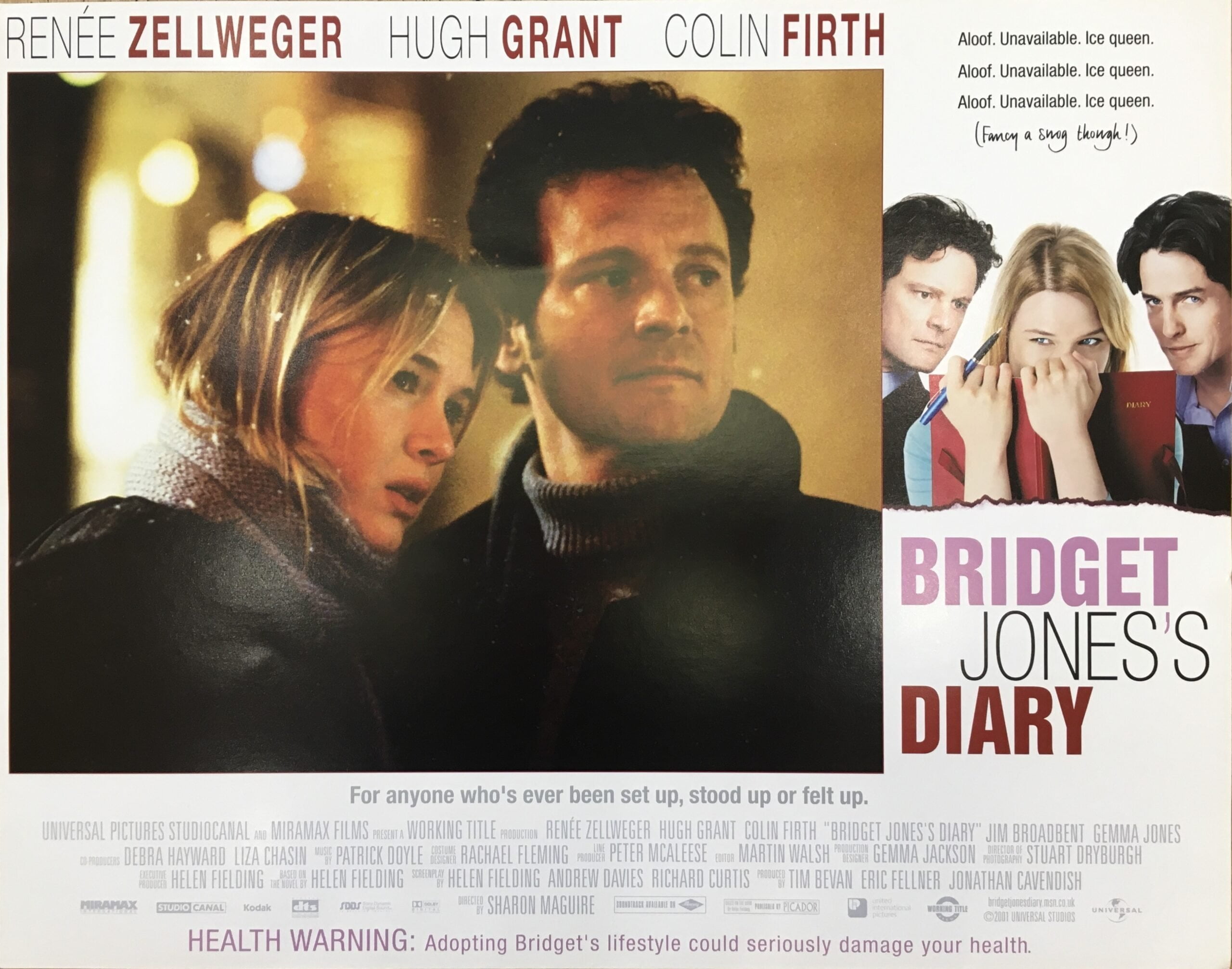 VIntage original US cinema lobby poster for Bridget Jones's Diary