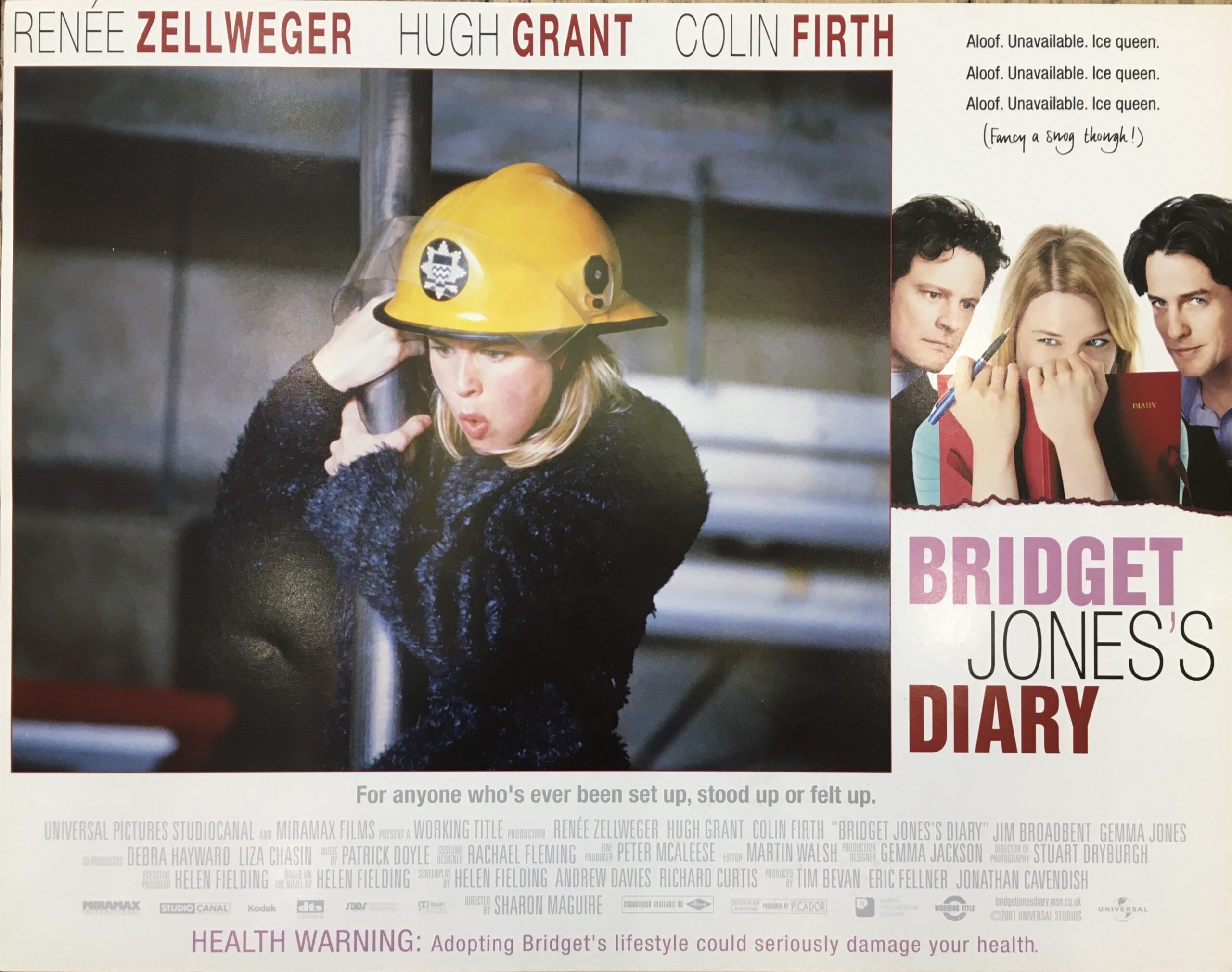 Original vintage US cinema lobby card for the comedy, Bridget Jones's Diary