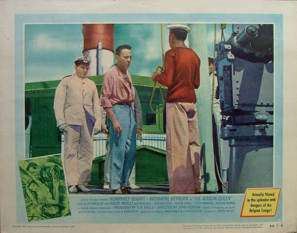 Original vintage US lobby card poster for Humphrey Bogart and Katharine Hepburn in The African Queen