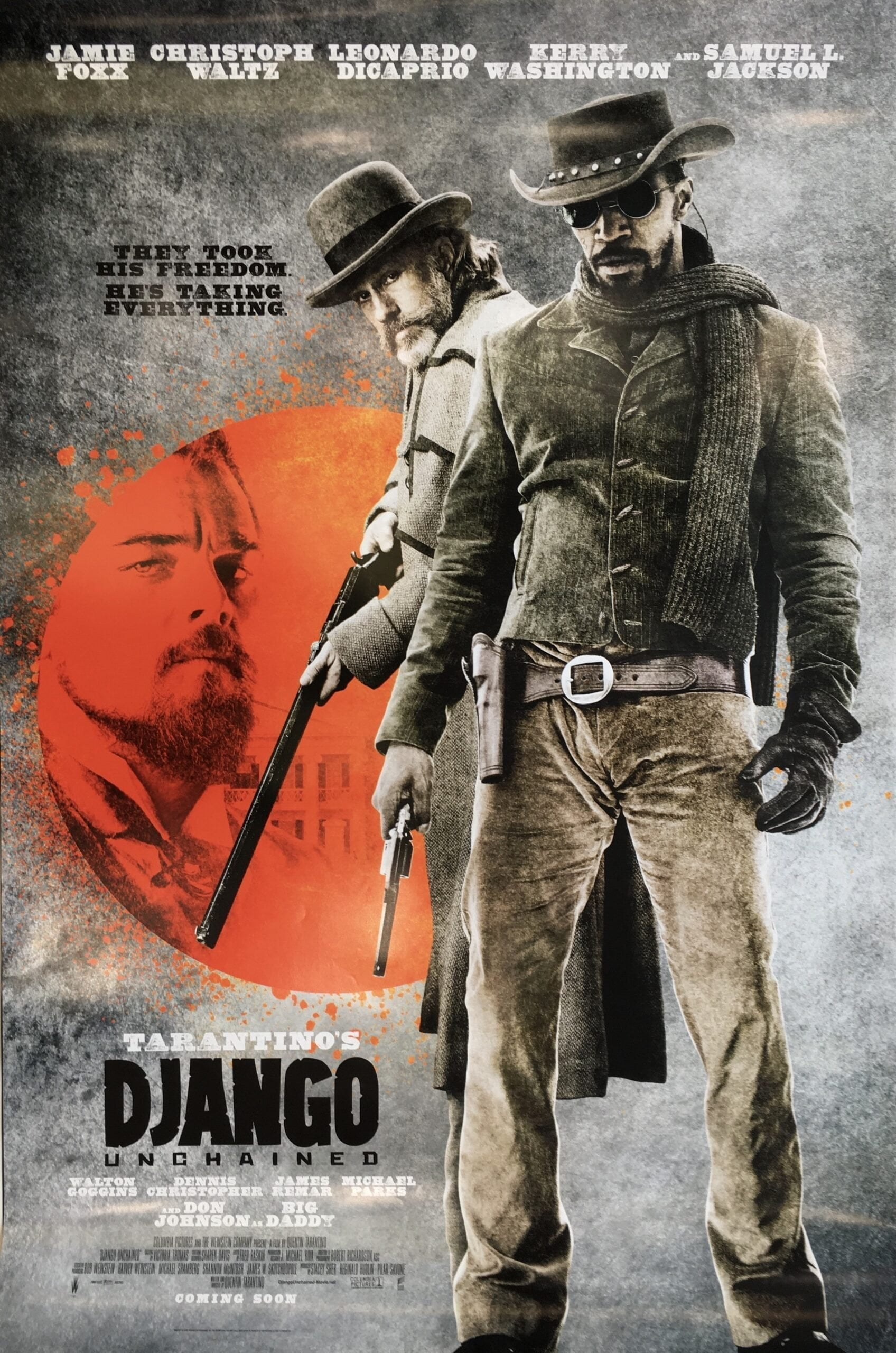Original vintage cinema movie poster for Tarantino's Django Unchained
