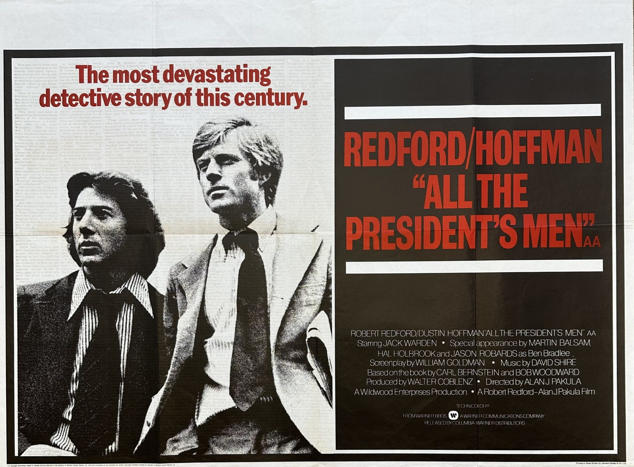 Original vintage UK cinema movie poster for All the President's Men
